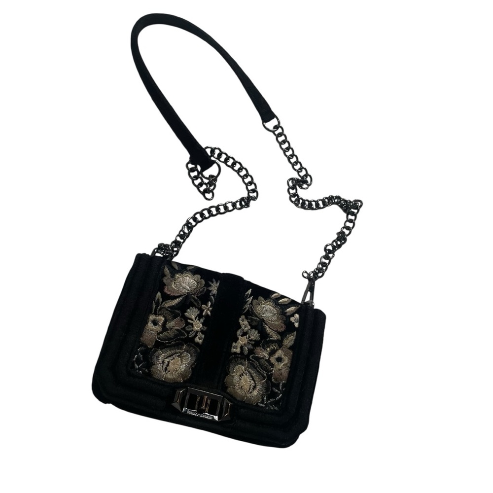 Rebecca Minkoff Embroidered Velvet Crossbody Bag Black Evening Party‎ Date